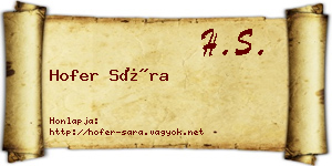 Hofer Sára névjegykártya